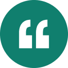 White quotation marks in green circle icon.